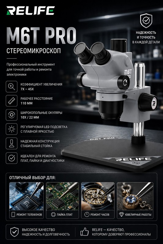 RELIFE RL-M6T Pro-B11 Микроскоп тринокулярный серый